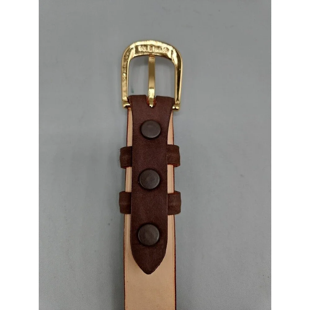 American Bison Leather Belt Mens Womens 40 Brown Smooth Gold Tone Buckle USA